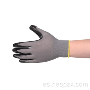 Guantes de seguridad recubiertos de la palma de nitrilo resistente al aceite de Hespax